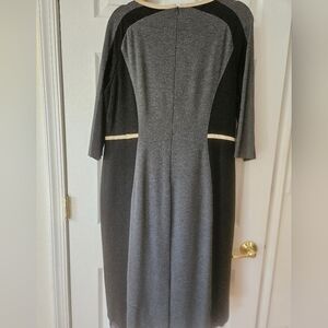 Basler size 14 gray,black and beige sheath dress.